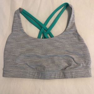 Lululemon Energy Bra, Size 8, Teal/Gray/White